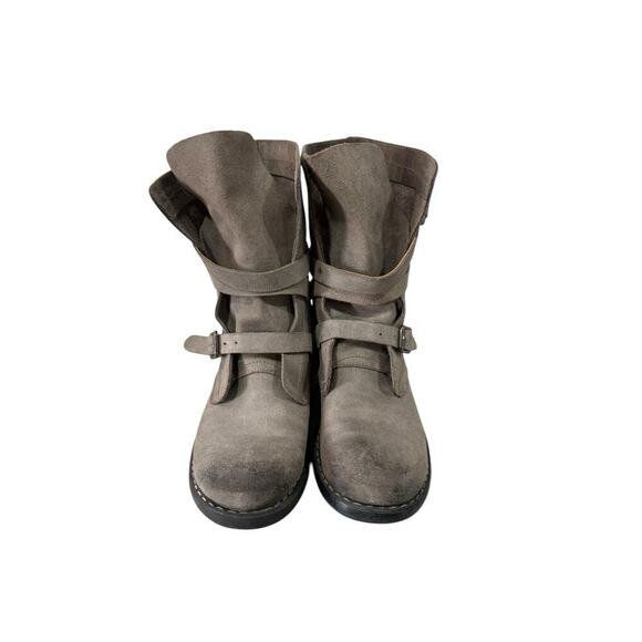 Diba Boots Womens 6 True Joyce Slouch Booties Gray Leather Buckle Cuban Heels - Picture 5 of 8